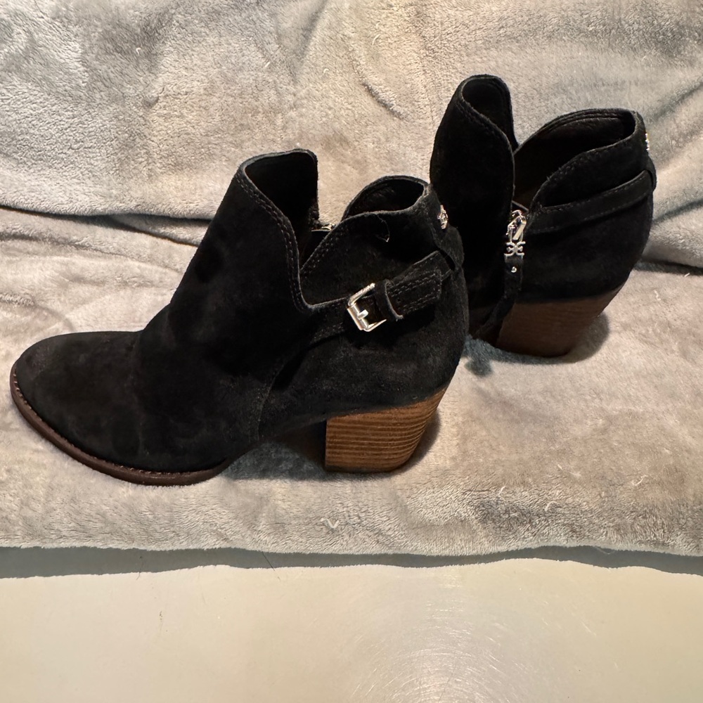 Sam Edelman Black Ankle Booties with Wooden Heel